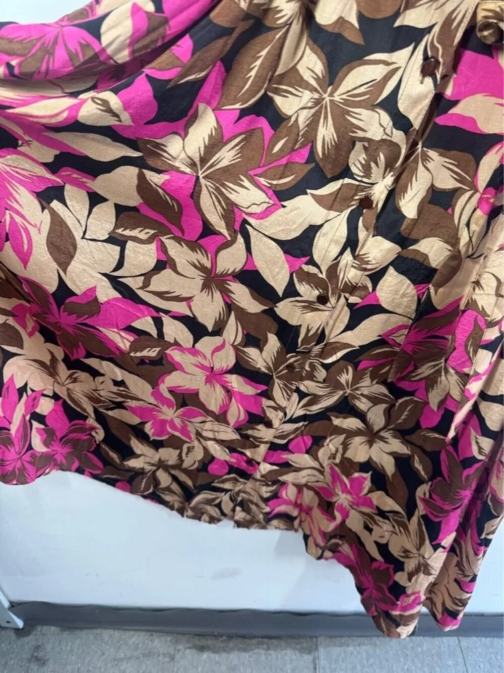 Kaffe Curve Floral Midi Dress Brown Pink Size 48 Boho Vacation Chic Resort Wear